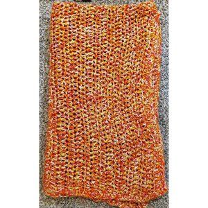 Orange & Yellow Knit Granny Afghan, Measures 75"x75"